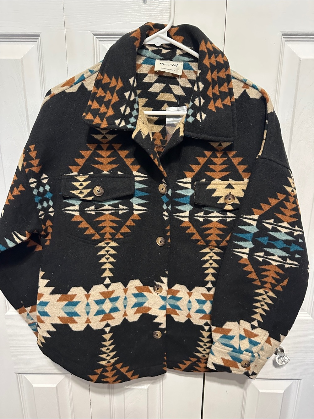 Aztec Western Boho Button-Up Jacket Shacket UNIQLO - Picture 2 of 4